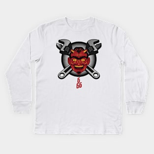 Vintage Mechanic Devil Kids Long Sleeve T-Shirt